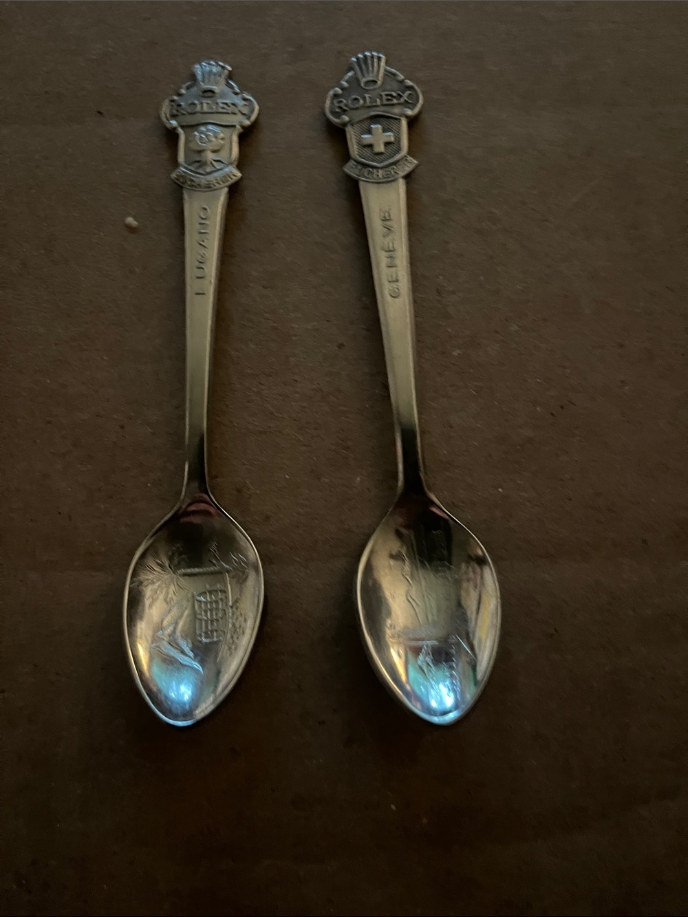Rolex Silver-Tone Branded Souvenir Spoons - Pair